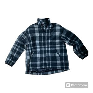 Orvis Black and grey Plaid Button Lined Jacket Sz. XL